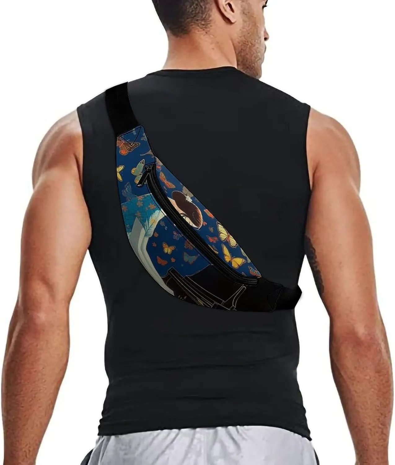 Butterflies Flying to Music Fanny Pack for Women Men Waist Bag Waterproof Belt Bag with Adjustable Strap