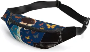 Butterflies Flying to Music Fanny Pack for Women Men Waist Bag Waterproof Belt Bag with Adjustable Strap