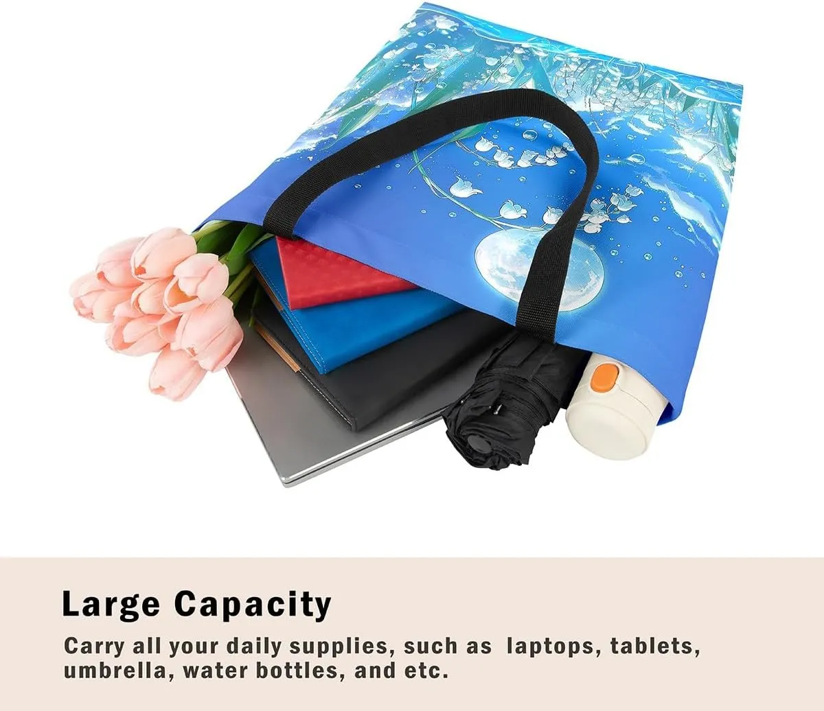 Butterfly Canvas Tote Bag,Blue Galaxy Shopping Canvas Bags