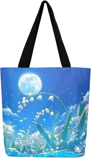 Butterfly Canvas Tote Bag,Blue Galaxy Shopping Canvas Bags
