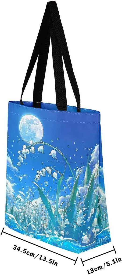 Butterfly Canvas Tote Bag,Blue Galaxy Shopping Canvas Bags