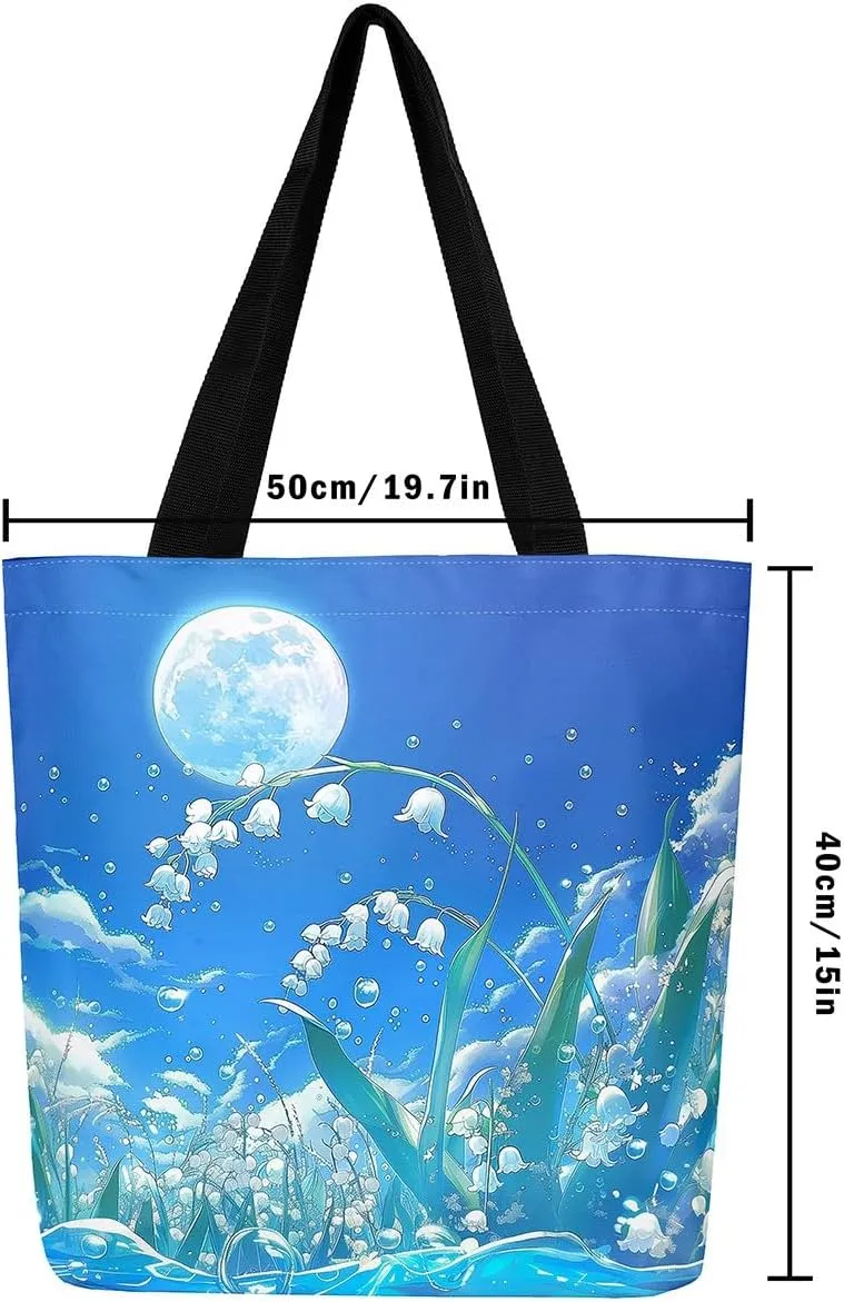 Butterfly Canvas Tote Bag,Blue Galaxy Shopping Canvas Bags