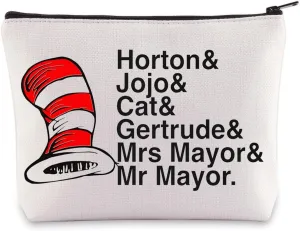 BWWKTOP Musical Cosmetic Makeup Bag Musical Theatre Gifts Horton& Jojo& Cat& Gertrude Zipper Pouch Bag For Cat Fans (Horton& Jojo)