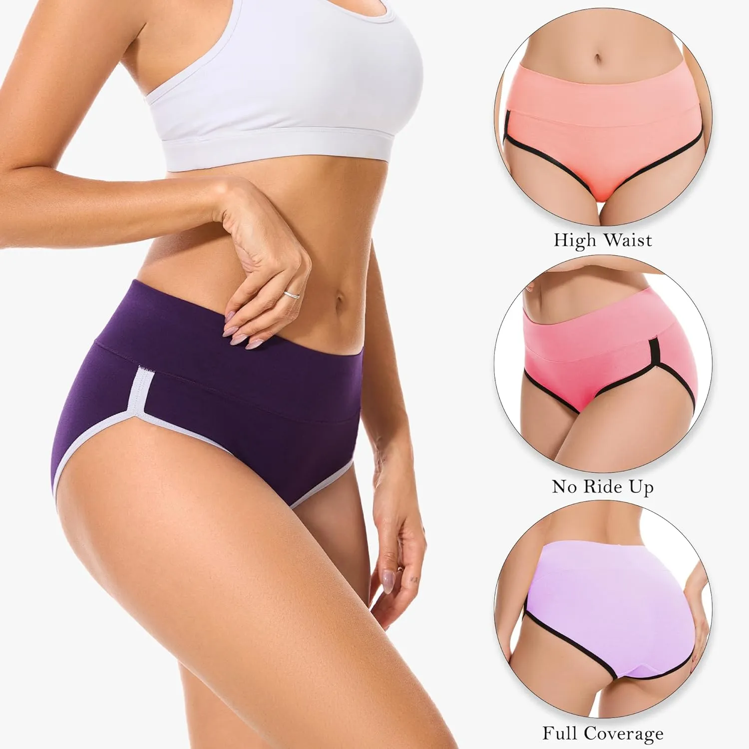 CAILECOTTON Womens Underwear Cotton Briefs for Women Plus Size Panties for Women Pack 2/5