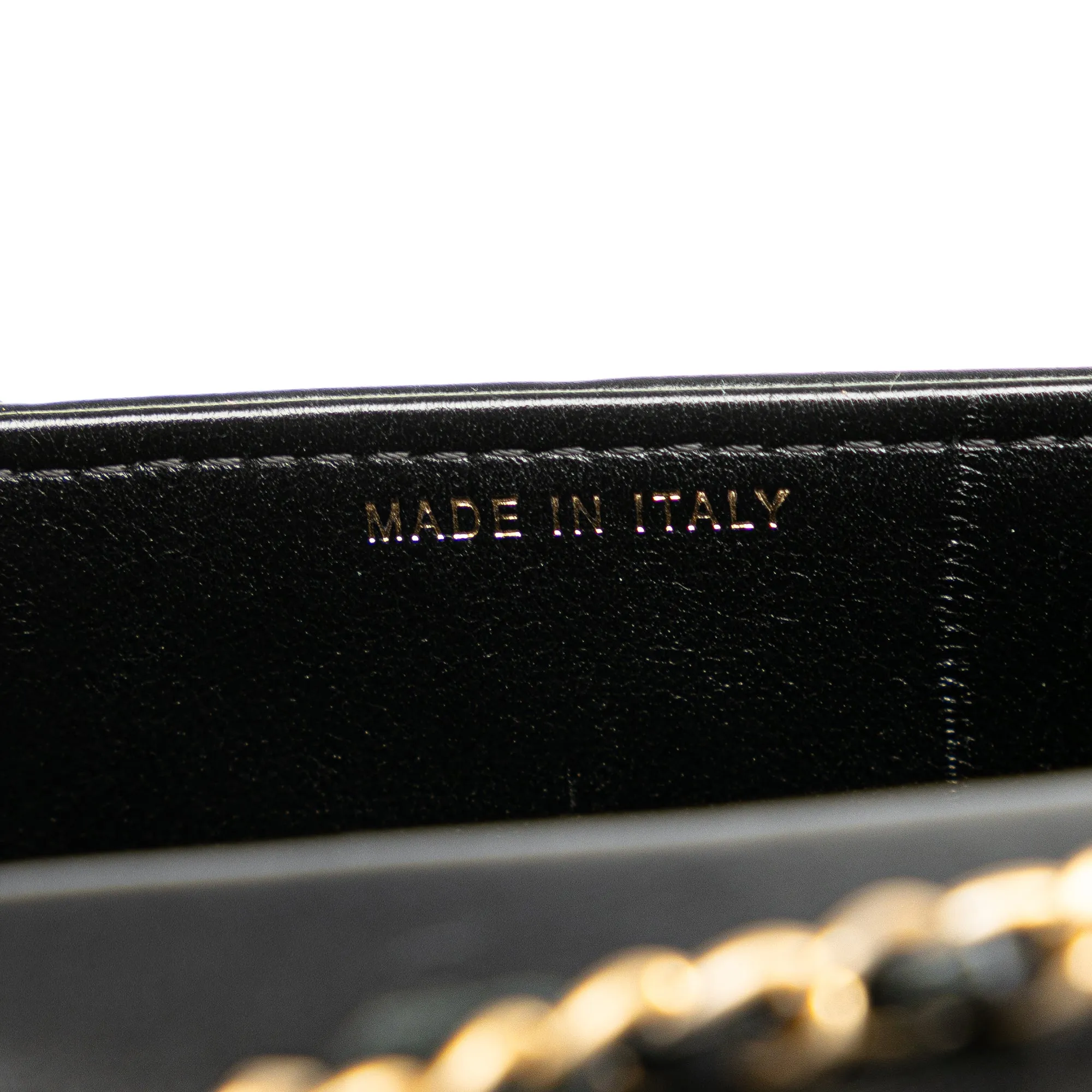 Calfskin CC Chevron Medal Envelope Vertical Clutch With Chain