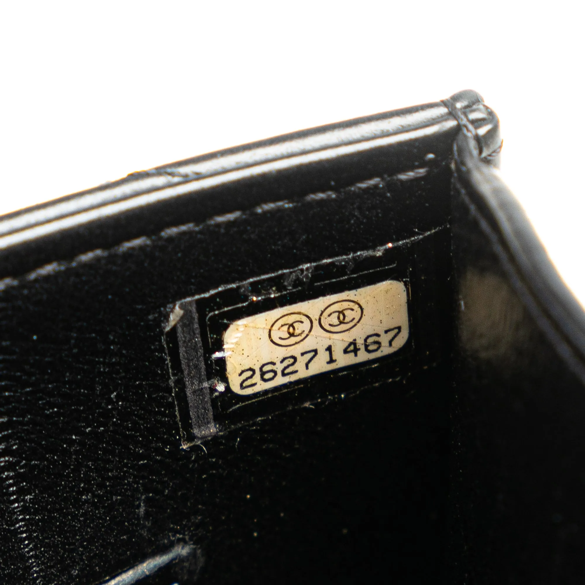 Calfskin CC Chevron Medal Envelope Vertical Clutch With Chain