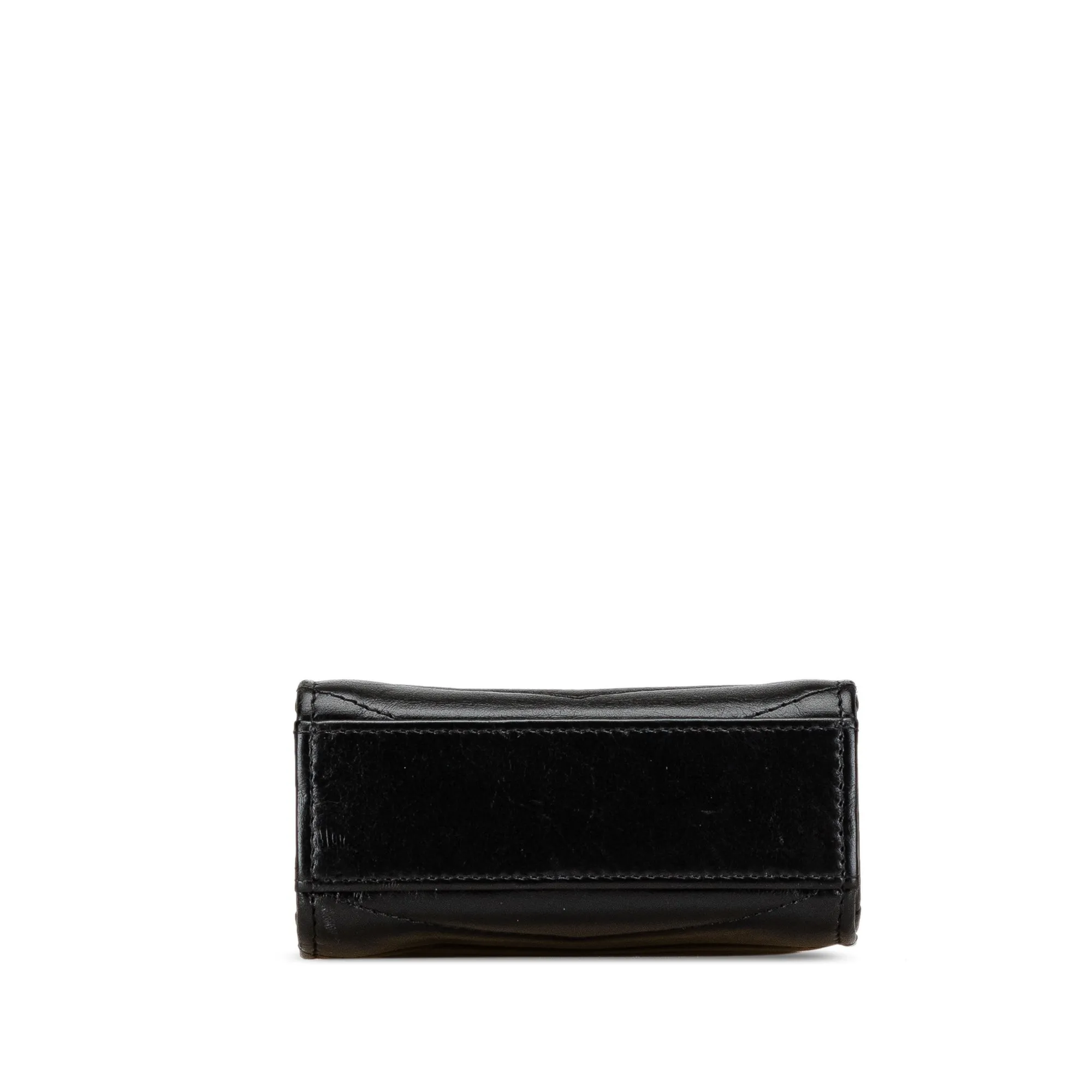 Calfskin CC Chevron Medal Envelope Vertical Clutch With Chain