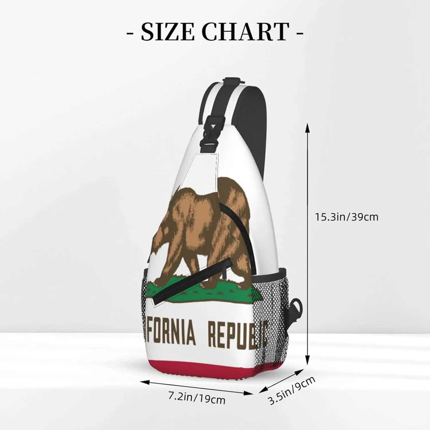 California Republic Flag Crossbody Sling Backpack, Sling Bag Travel Hiking Chest Bag Unisex Daypack