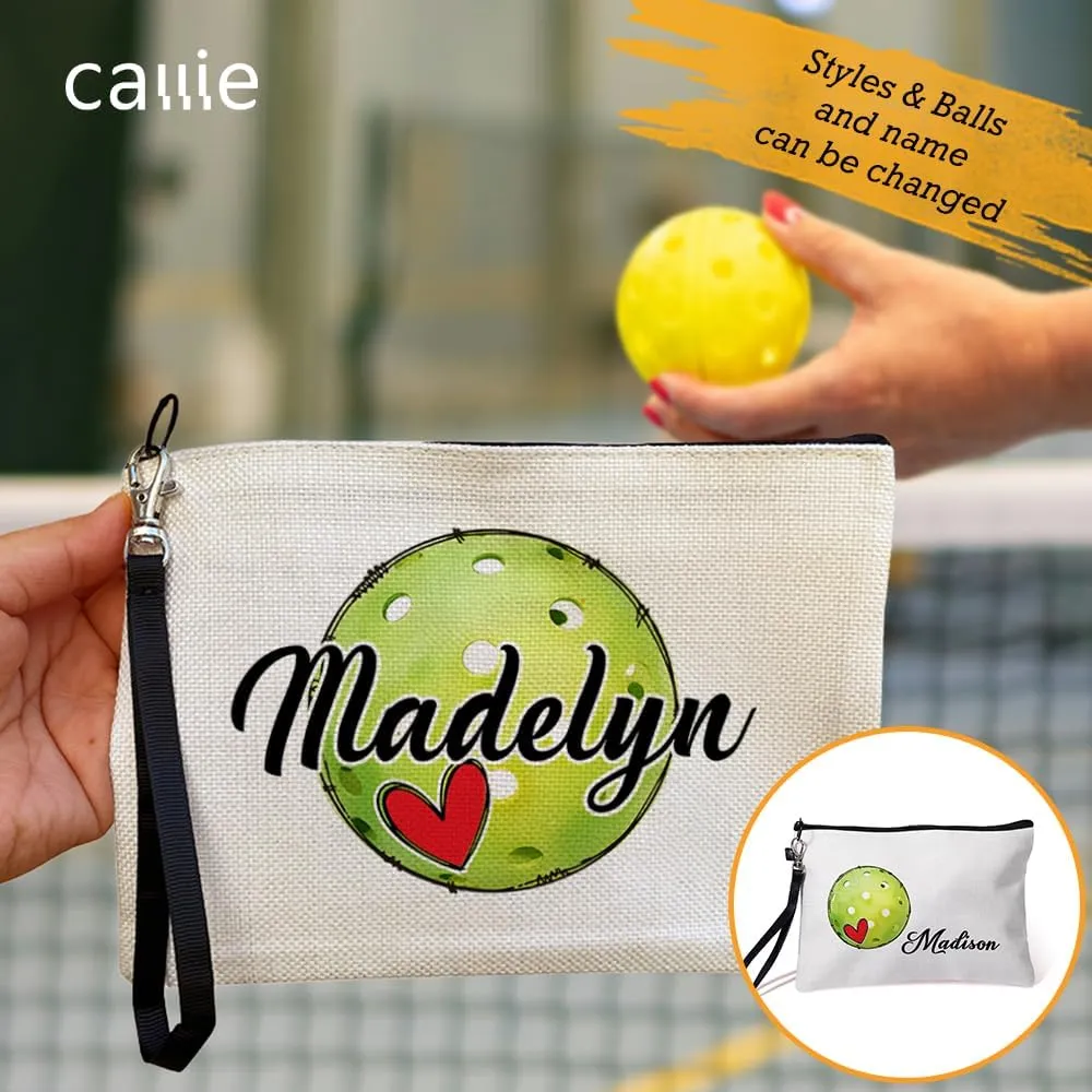 callie Personalized Sport Cosmetic Bag with Name, Custom Canvas Travel Makeup Bags for Purse, Volleyball Baseball Football Gifts for Women, Girls, Sport Lovers, 1 Pack