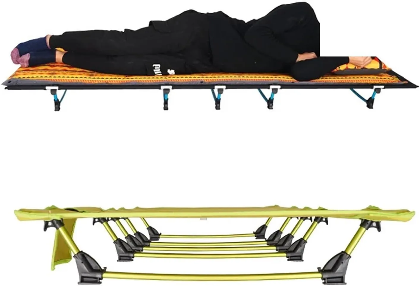 Camping Outfit Portable Camping Folding Bed Single Camping Cot Fashionable (Color : Black)