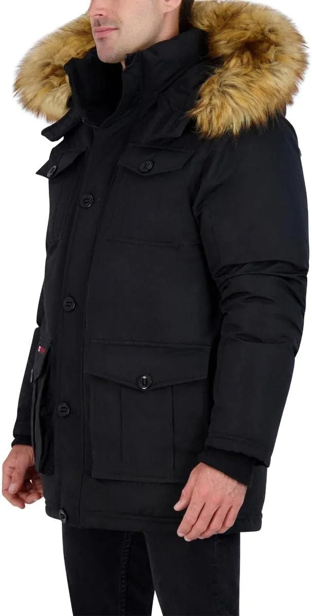 CANADA WEATHER GEAR Parka Coat for Men-Insulated Winter Jacket w/Faux Fur Hood