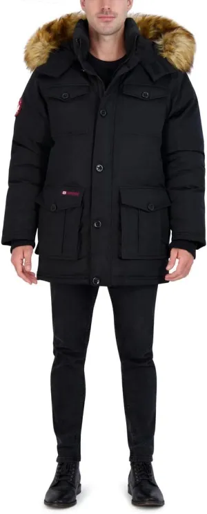 CANADA WEATHER GEAR Parka Coat for Men-Insulated Winter Jacket w/Faux Fur Hood