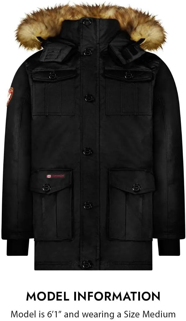 CANADA WEATHER GEAR Parka Coat for Men-Insulated Winter Jacket w/Faux Fur Hood