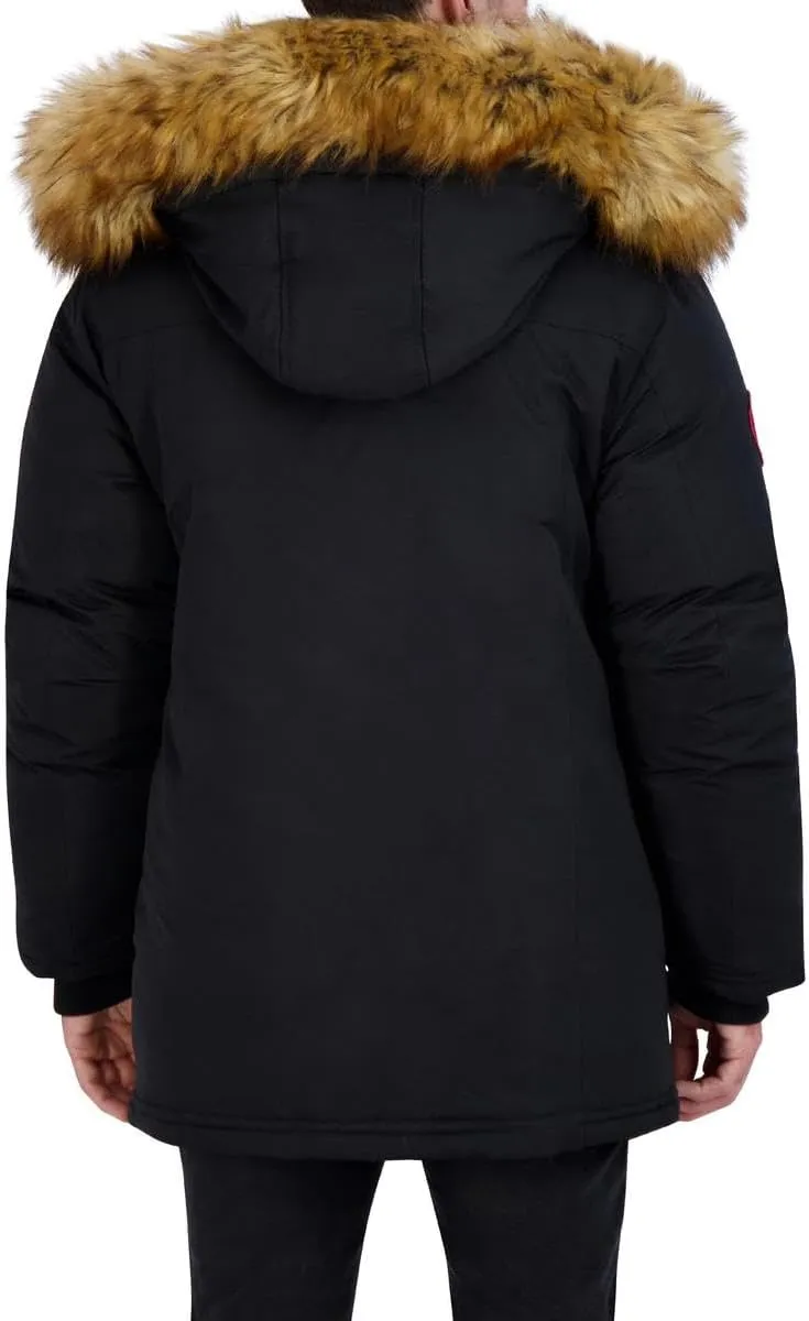 CANADA WEATHER GEAR Parka Coat for Men-Insulated Winter Jacket w/Faux Fur Hood
