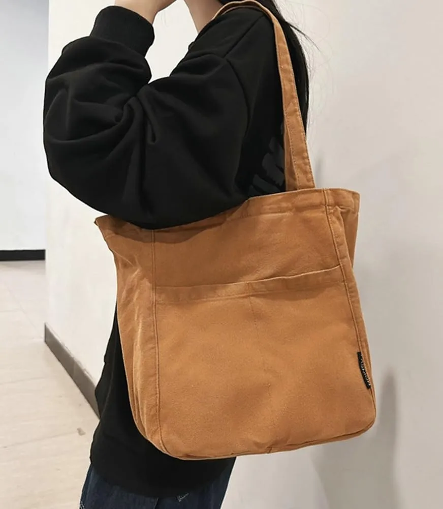 Canvas Shoulder Bags for Women Large Tote Bag with Zipper Top-handle Multi-pockets Purses Work Travel Shopping