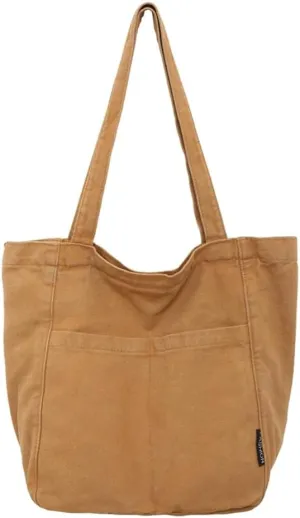 Canvas Shoulder Bags for Women Large Tote Bag with Zipper Top-handle Multi-pockets Purses Work Travel Shopping
