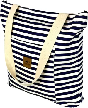 Canvas Shoulder Tote Bag - Large Eco-Friendly Zippered Tote with Front Pocket