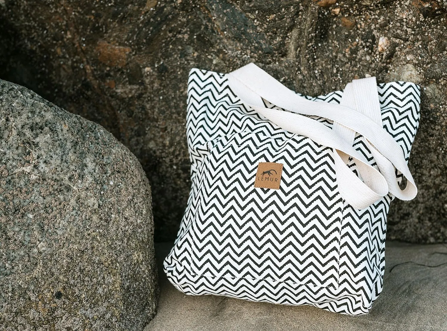 Canvas Shoulder Tote Bag - Large Eco-Friendly Zippered Tote with Front Pocket