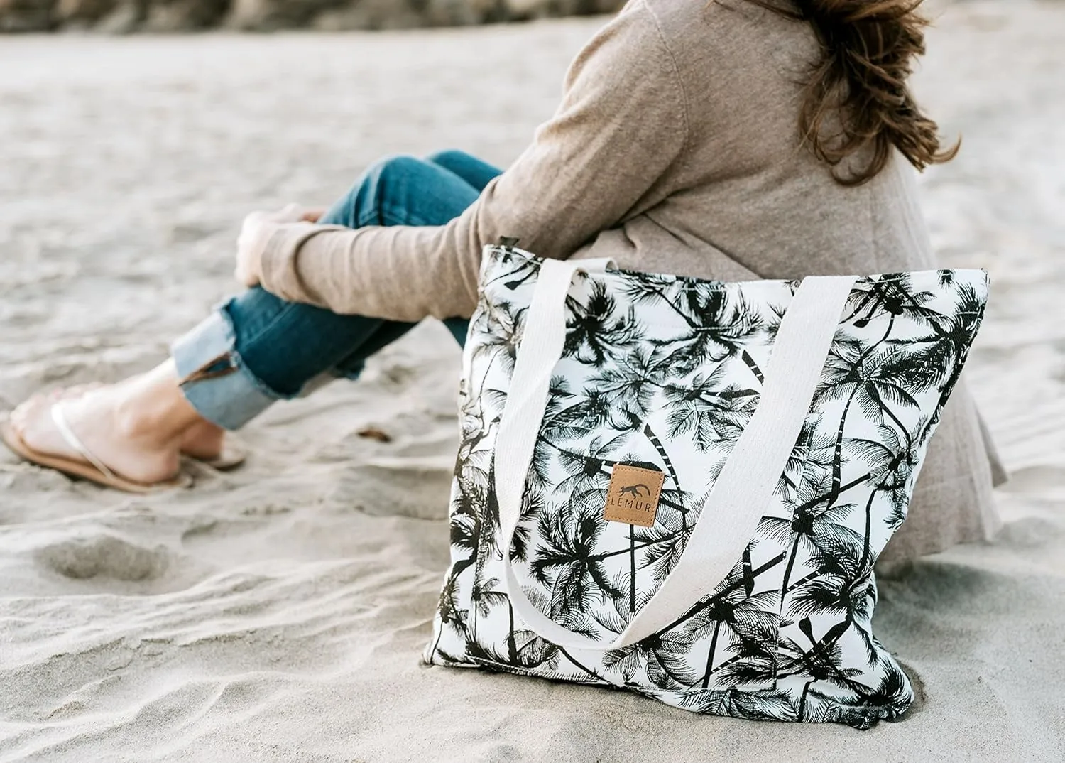 Canvas Shoulder Tote Bag - Large Eco-Friendly Zippered Tote with Front Pocket