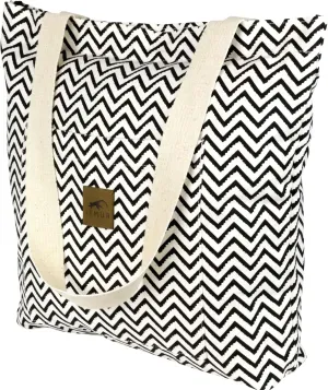 Canvas Shoulder Tote Bag - Large Eco-Friendly Zippered Tote with Front Pocket