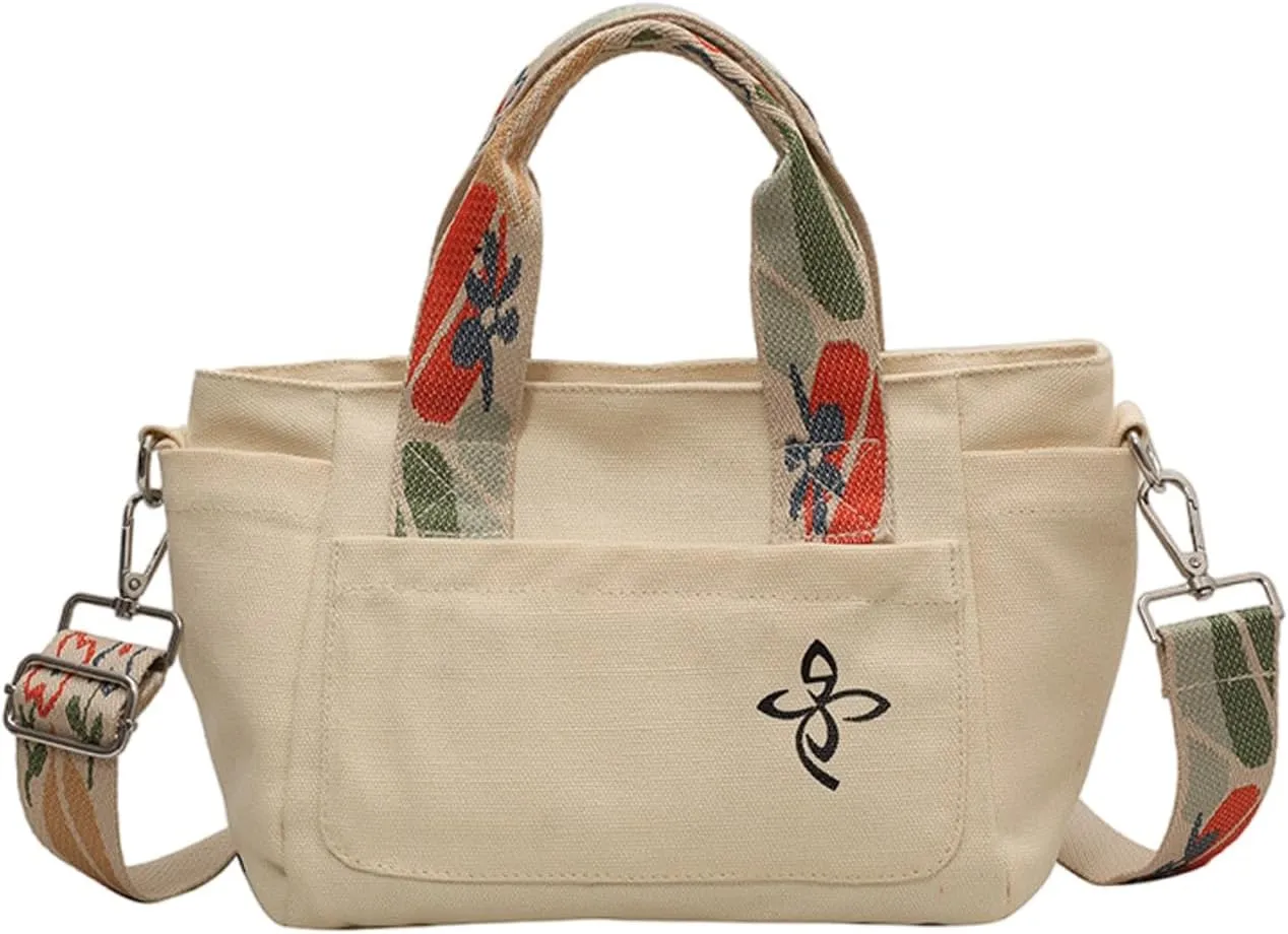 Canvas Tote Bag - Women's Leisure Commuter One Shoulder Crossbody