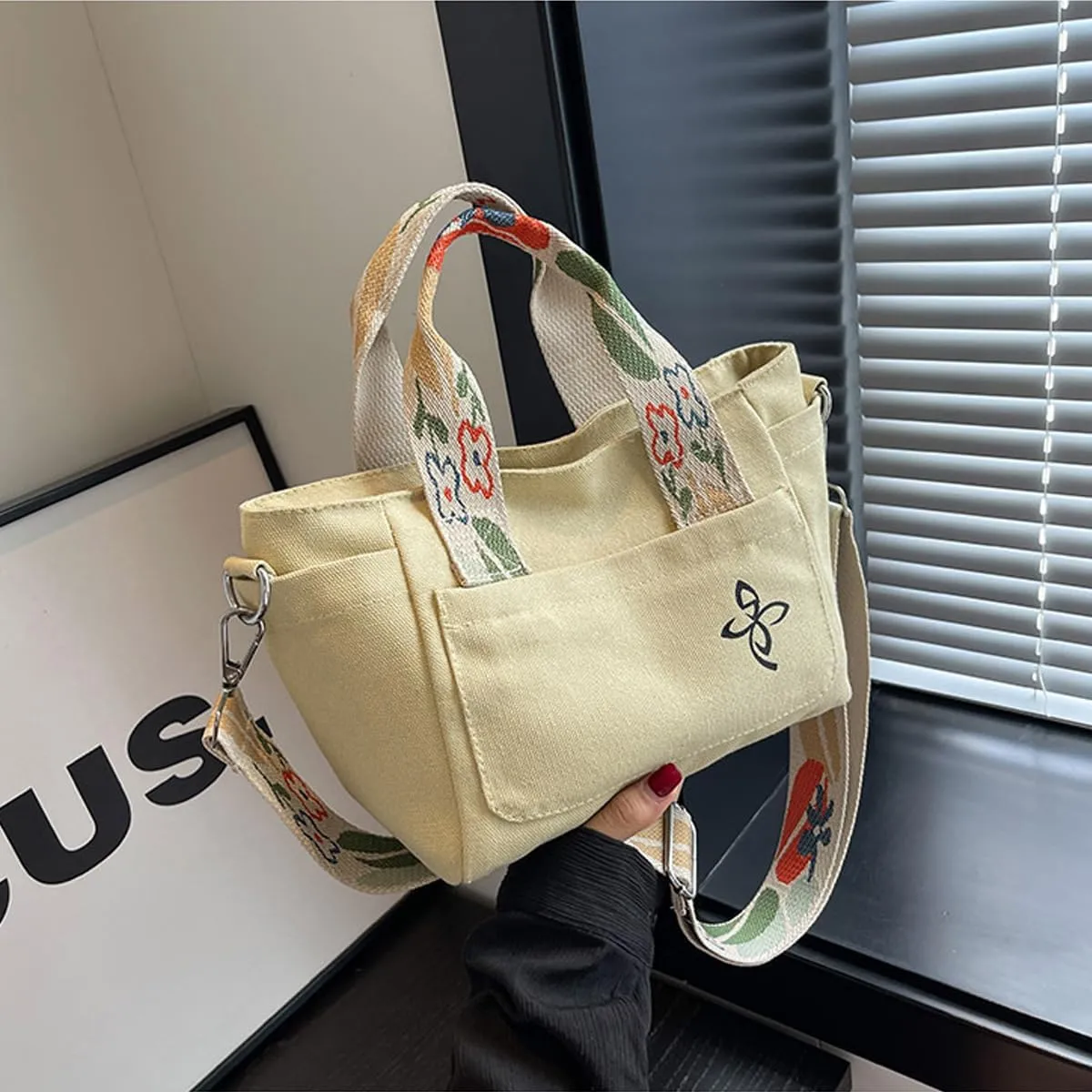 Canvas Tote Bag - Women's Leisure Commuter One Shoulder Crossbody