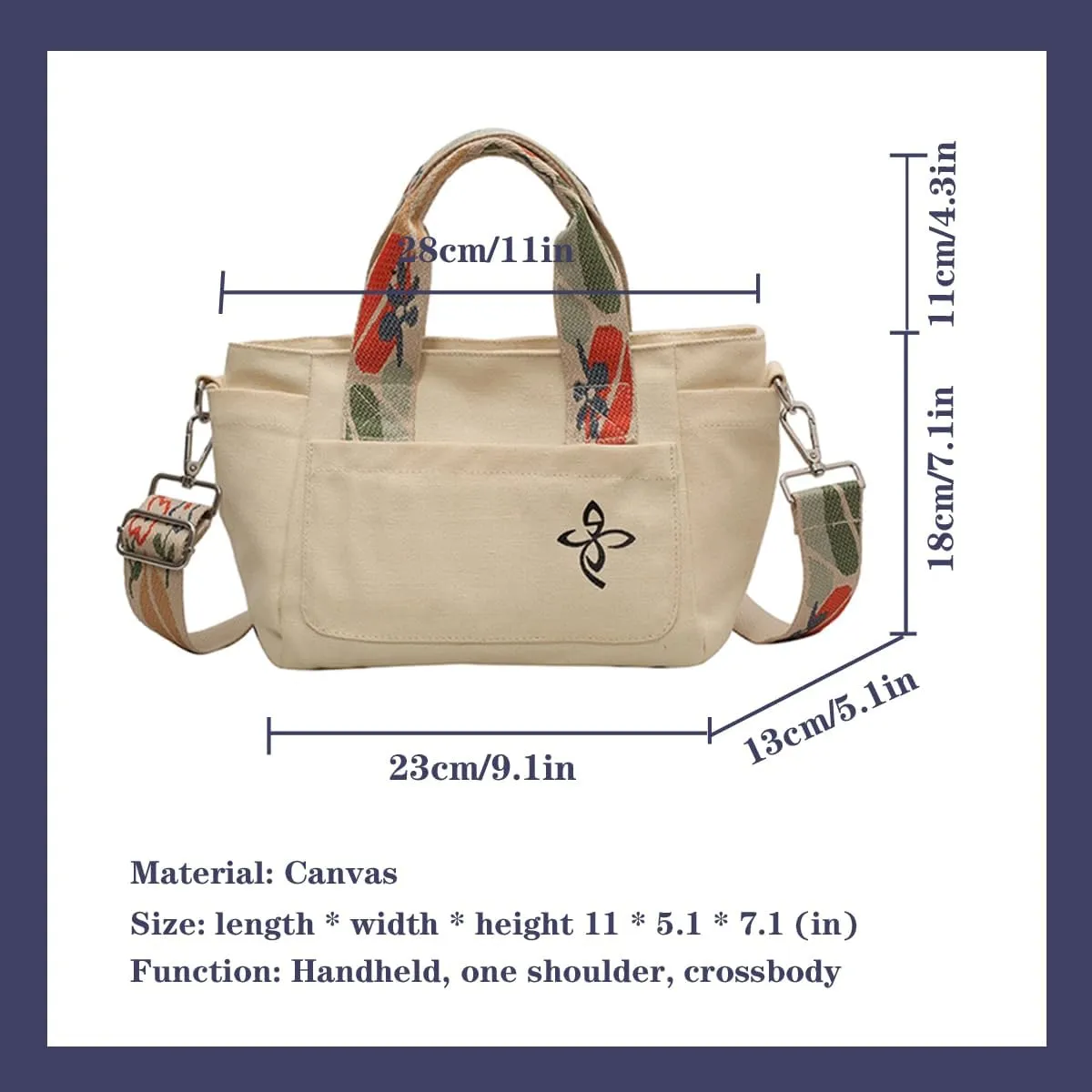 Canvas Tote Bag - Women's Leisure Commuter One Shoulder Crossbody