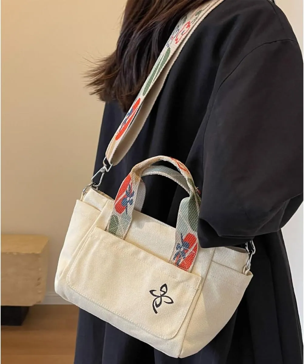 Canvas Tote Bag - Women's Leisure Commuter One Shoulder Crossbody
