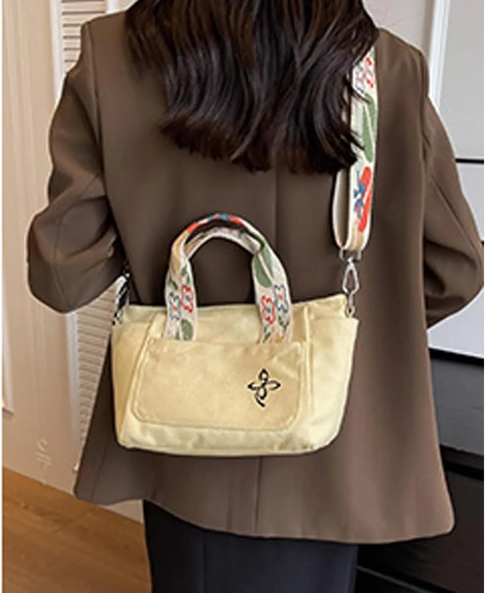 Canvas Tote Bag - Women's Leisure Commuter One Shoulder Crossbody
