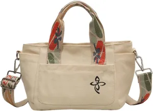Canvas Tote Bag - Women's Leisure Commuter One Shoulder Crossbody