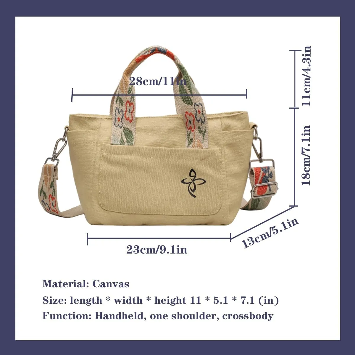 Canvas Tote Bag - Women's Leisure Commuter One Shoulder Crossbody