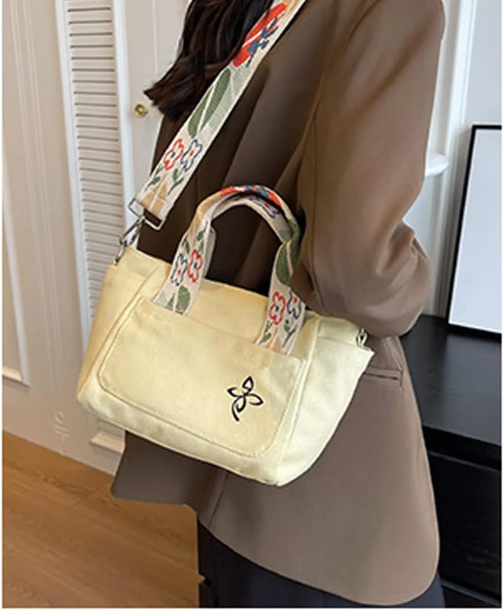 Canvas Tote Bag - Women's Leisure Commuter One Shoulder Crossbody