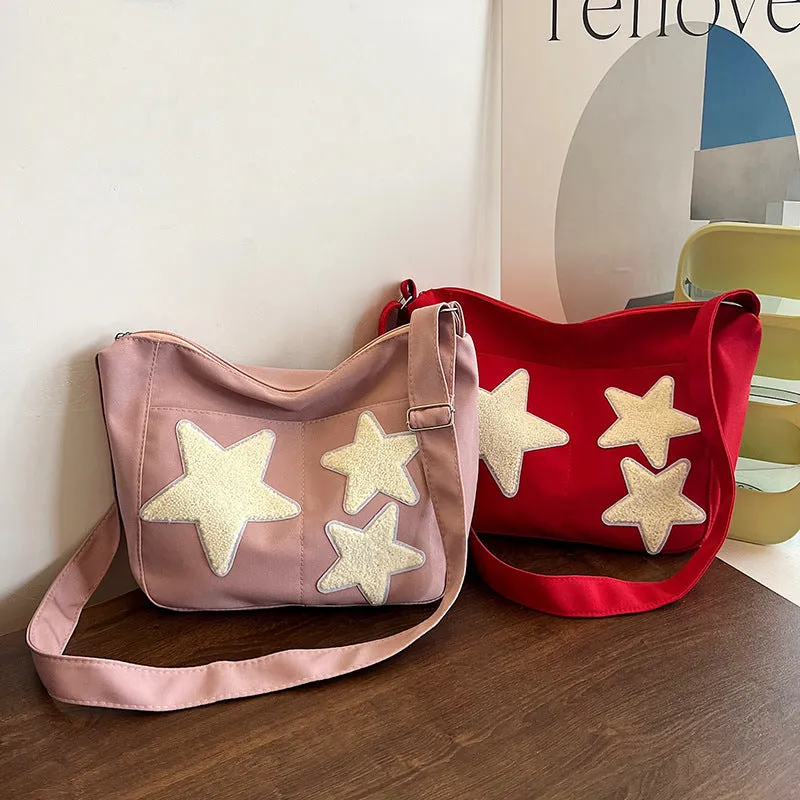 Capacity Canvas Korean Style Fashion Pentagram Crossbody Bags