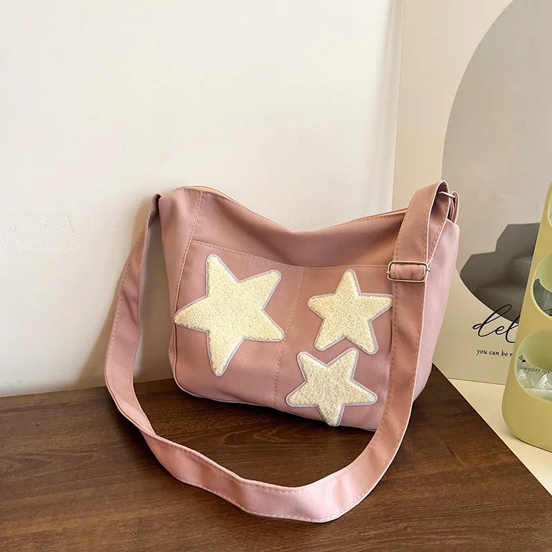 Capacity Canvas Korean Style Fashion Pentagram Crossbody Bags