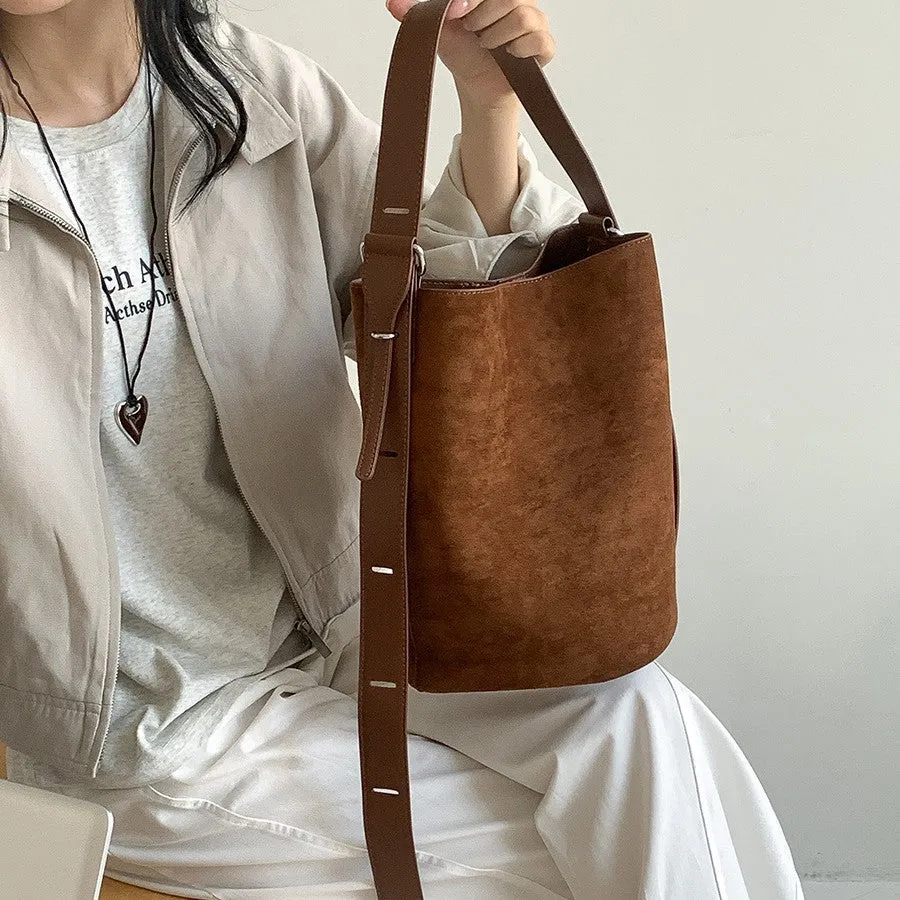 Capacity Female Single Suede Simple Korean Shoulder Bags