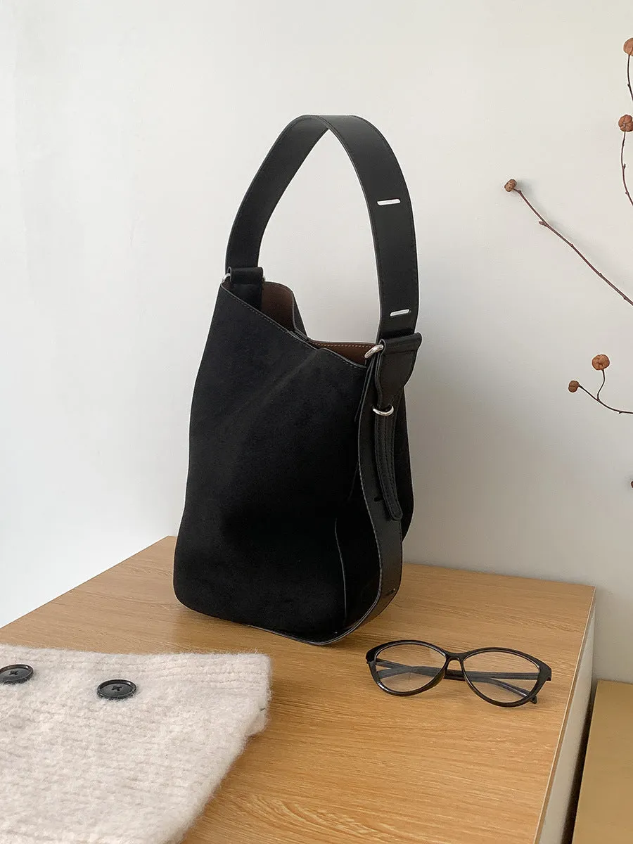 Capacity Female Single Suede Simple Korean Shoulder Bags