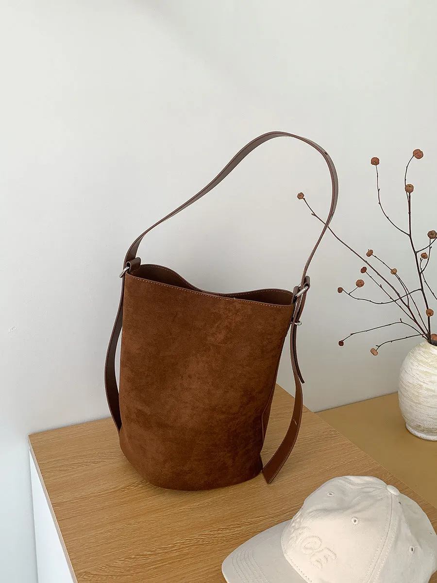 Capacity Female Single Suede Simple Korean Shoulder Bags