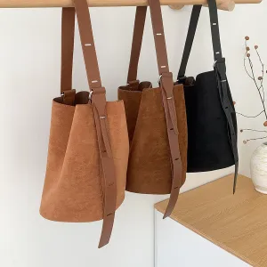 Capacity Female Single Suede Simple Korean Shoulder Bags