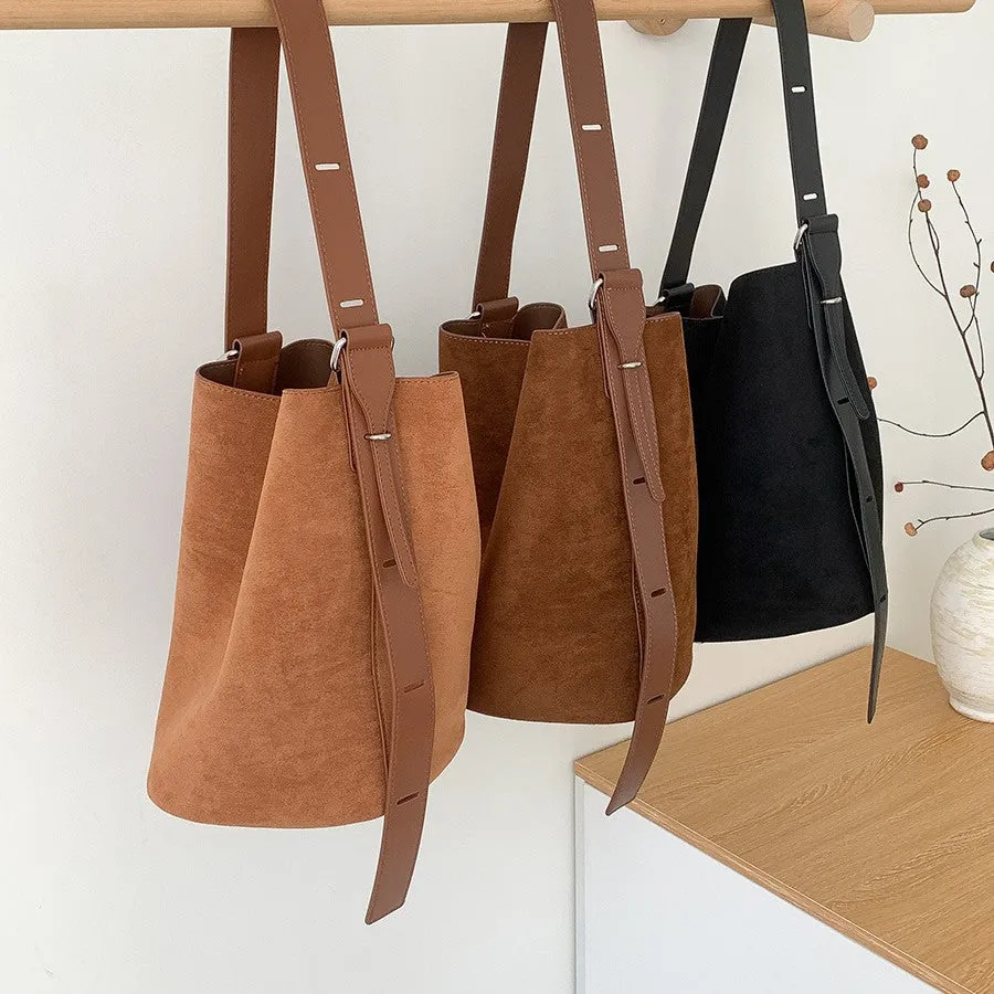 Capacity Female Single Suede Simple Korean Shoulder Bags