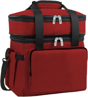 Car Camping Coolers for Audi Q1/Q2/Q3/Q4/Q5/Q6/Q7/Q8/TT, Leak Proof Cooler, Portable Lightweight Ice Chest Box, Compartments Waterproof Insulated Bag,D-Red