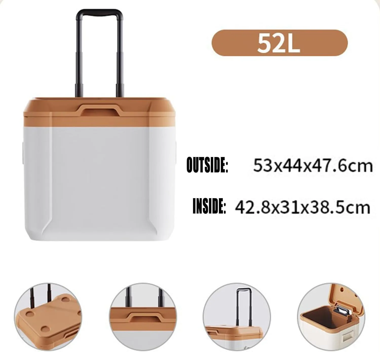Car Camping Coolers for Cadillac Series Seventy-Five/Series Sixty/Seville/SRX, Leak Proof Cooler, Portable Lightweight Ice Chest Box, Compartments Waterproof Insulated Bag,B-Brown
