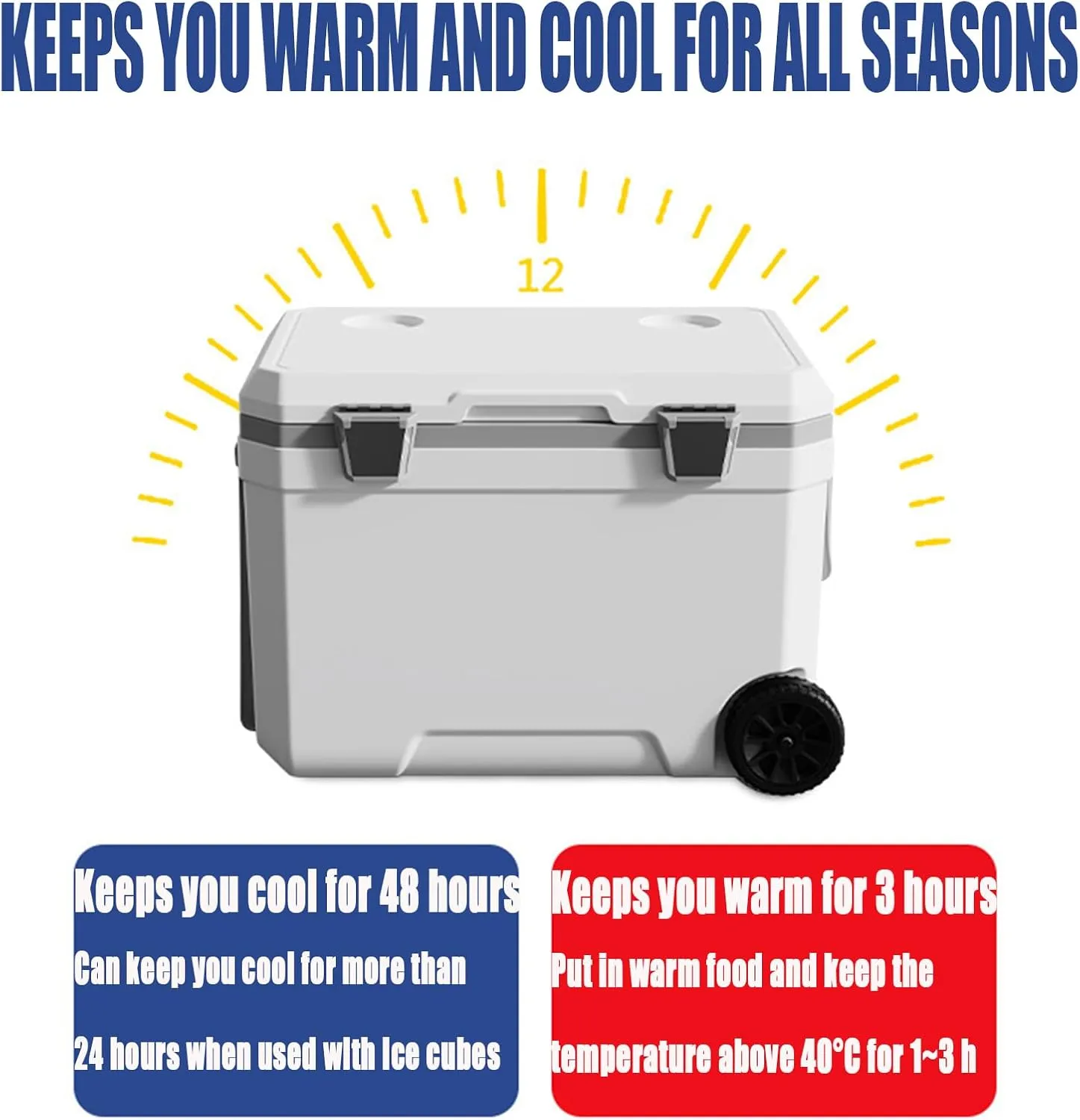 Car Camping Coolers for Chrysler Sebring/Stratus/Valiant/Windsor/Town/Country MPV, Waterproof Portable Cooler, Leak Proof Picnic Insulated Bag, Ultra-Light Premium Ice Chest Box,C-Blue-45L