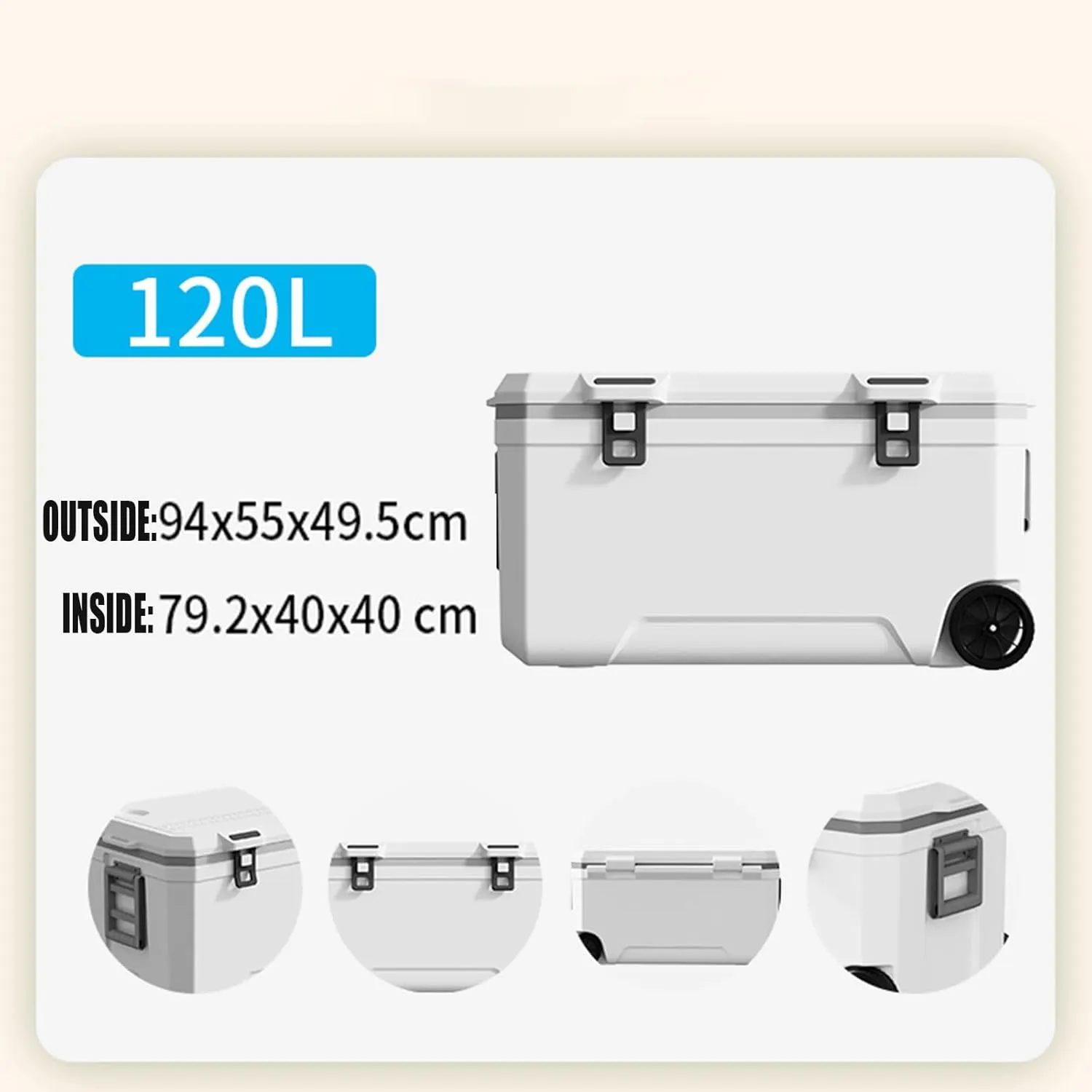 Car Camping Coolers for Ford C-Max/Fairlane/Fusion/Galaxie/Galaxy/Granada, Waterproof Portable Cooler, Leak Proof Picnic Insulated Bag, Ultra-Light Premium Ice Chest Box,B-White-120L