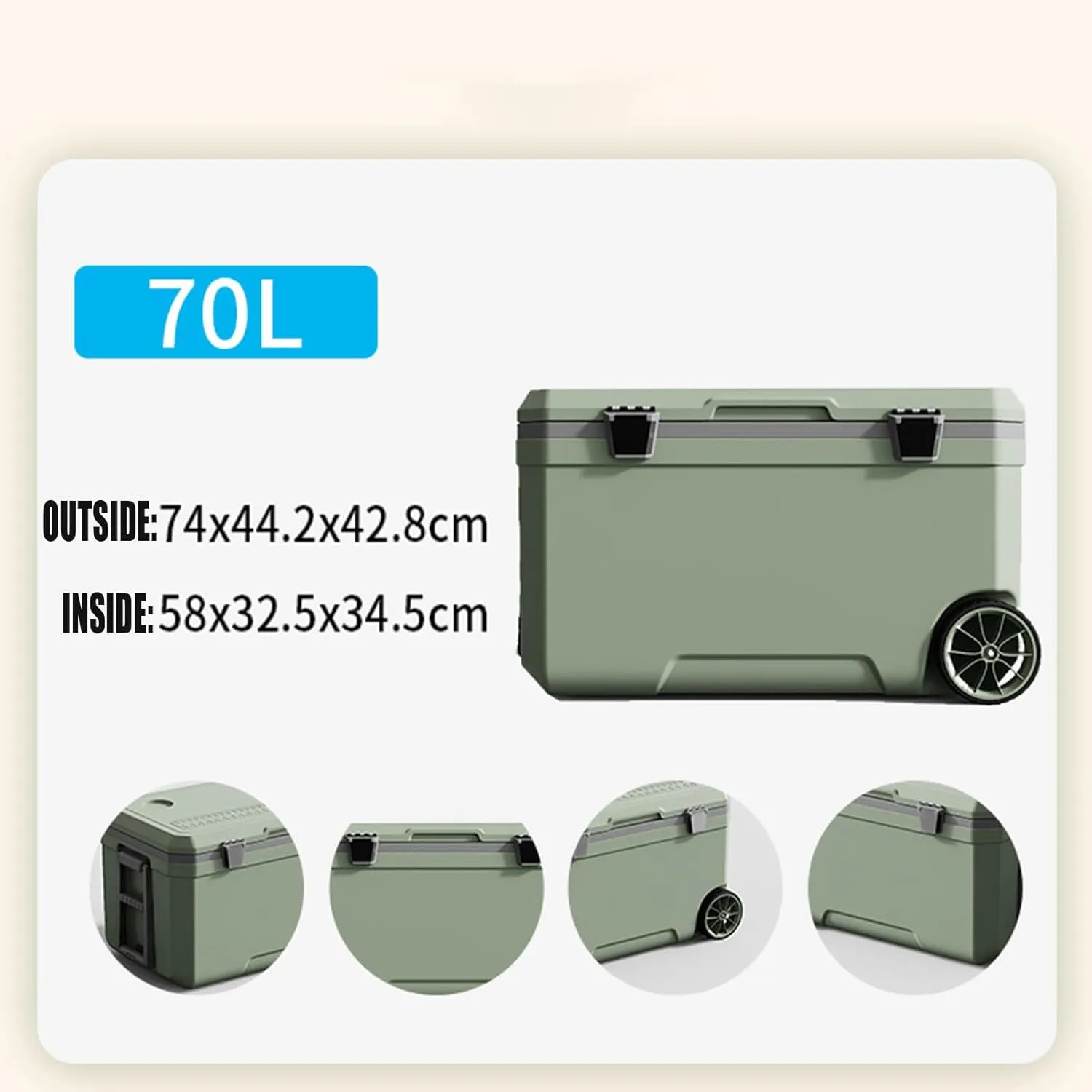 Car Camping Coolers for Infiniti QX/Q60/Q45/Q30/JX/J30/FX/EX, Waterproof Portable Cooler, Leak Proof Picnic Insulated Bag, Ultra-Light Premium Ice Chest Box,A-Green-70L