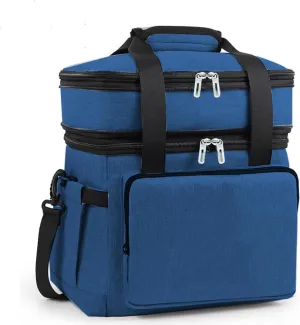Car Camping Coolers for Kia Sorento/Soul/Sportage/Stonic/Avella/Carens, Leak Proof Cooler, Portable Lightweight Ice Chest Box, Compartments Waterproof Insulated Bag,C-Blue