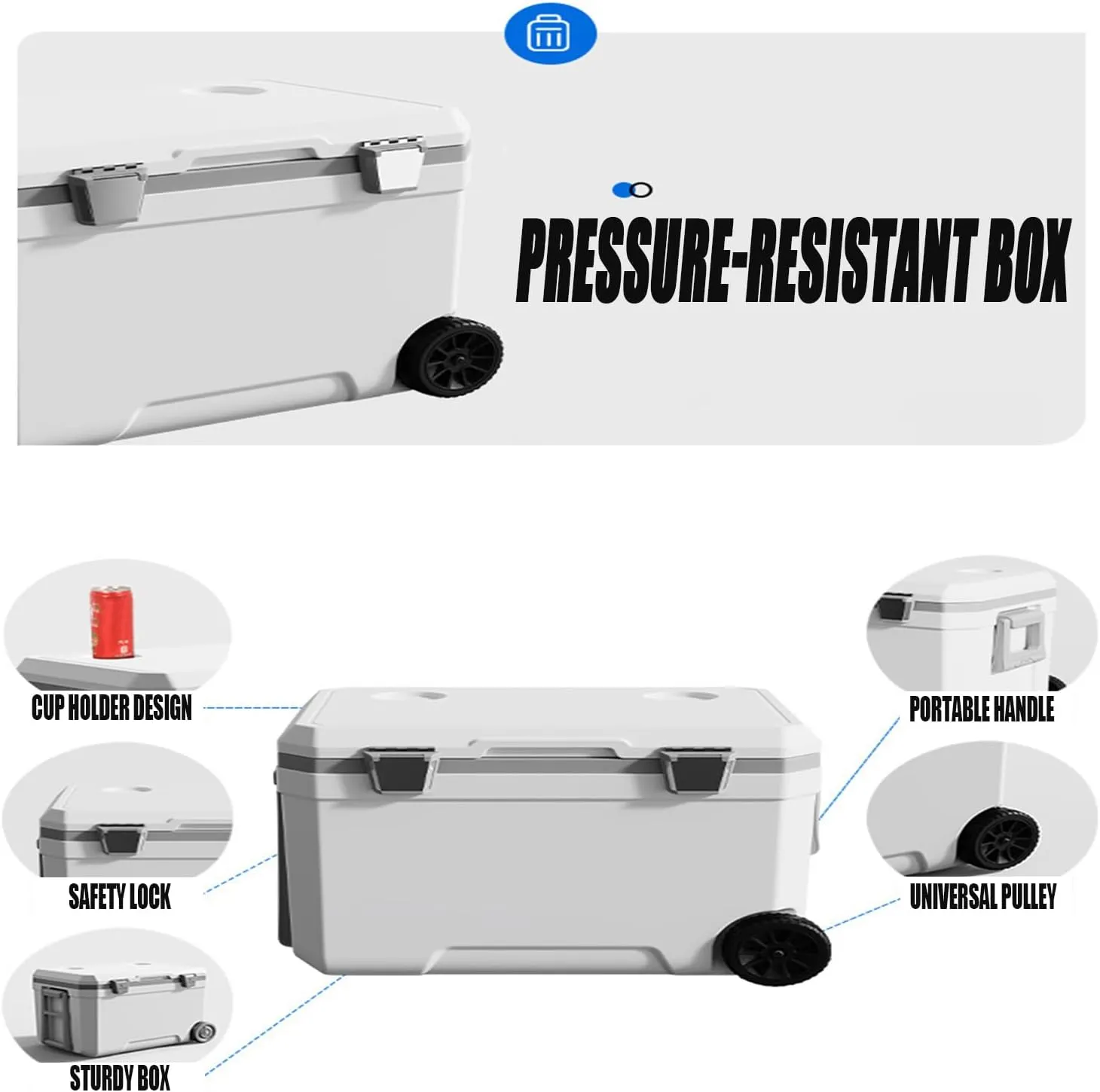 Car Camping Coolers for Lincoln Mark/MKT/MKX/Premiere/Town Car, Waterproof Portable Cooler, Leak Proof Picnic Insulated Bag, Ultra-Light Premium Ice Chest Box,B-White-45L