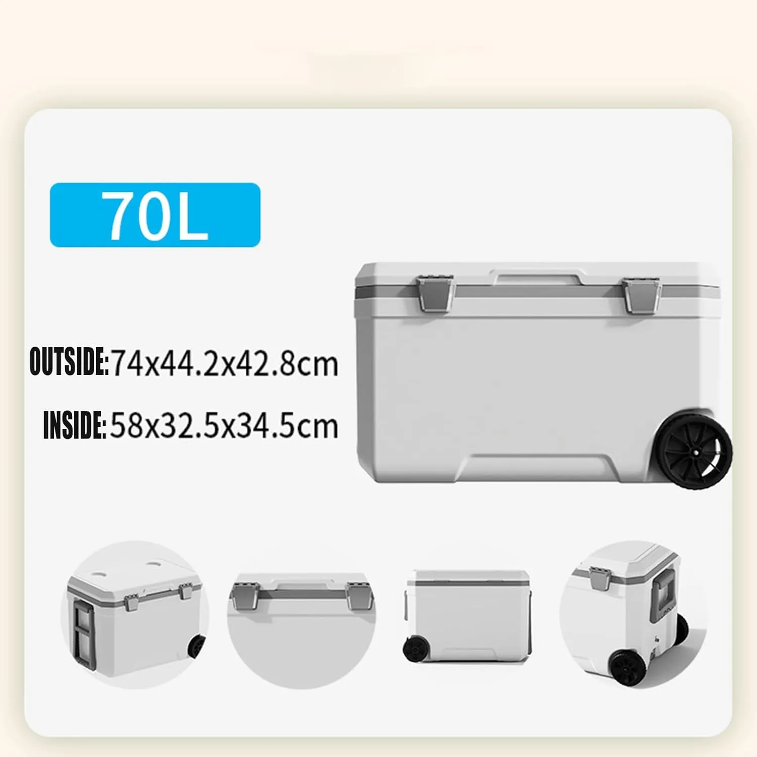 Car Camping Coolers for Peugeot 406/407/408/506/507/508/Boxer/Expert, Waterproof Portable Cooler, Leak Proof Picnic Insulated Bag, Ultra-Light Premium Ice Chest Box,B-White-70L