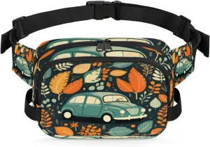 Car Pattern Fanny Pack for Men Women Crossbody Waist Bag Sport Belt Bag with Multi Pockets for Travel Hiking Jogging Running