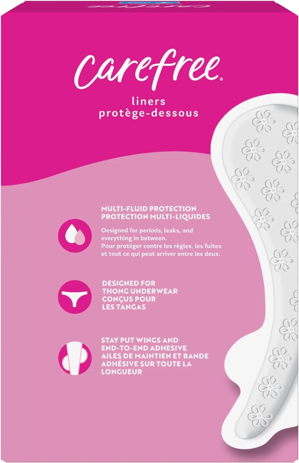 Carefree Panty Liners for Women, Thong Liners, Unwrapped, Unscented | Pantiliners, Carefree Liners, Daily Liners for Women, Light Periods and Leaks | 196ct (4 Packs of 49ct) (Packaging May Vary)