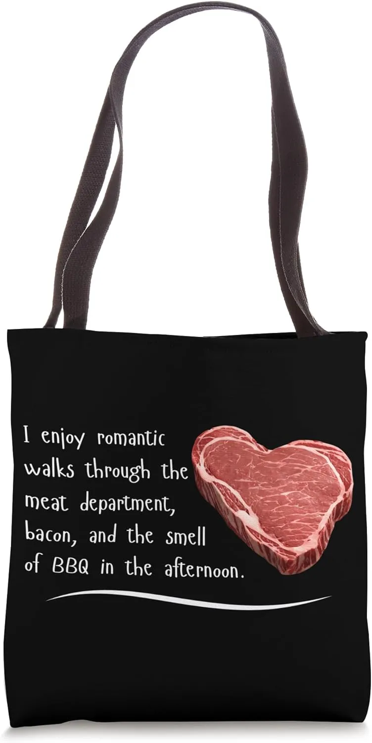 Carnivore I Enjoy Romantic Walks Funny Eco Friendly BBQ Meat Tote Bag